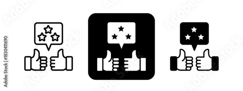 Reputation  Solid color and black line drawing vector illustration set