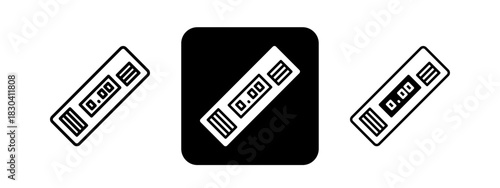 Level Meter  Solid color and black line drawing vector illustration set