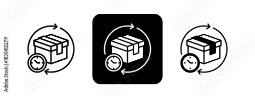 Product Lifecycle  Solid color and black line drawing vector illustration set