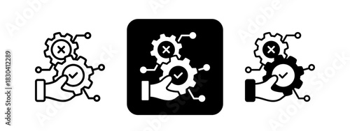 Feasibility  Solid color and black line drawing vector illustration set