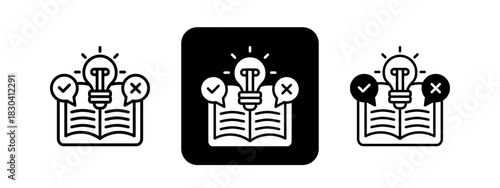 Feasibility Studies  Solid color and black line drawing vector illustration set