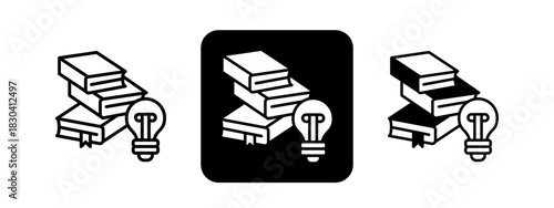 Learning  Solid color and black line drawing vector illustration set