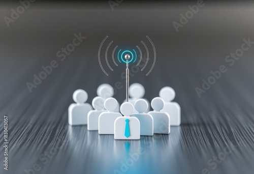 Abstract white figures with communication antenna