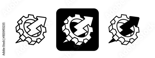 Productivity  Solid color and black line drawing vector illustration set