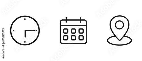 Minimal calendar icon in clean line style, perfect for scheduling apps, event reminders, date planning, time management tools, and digital interfaces.