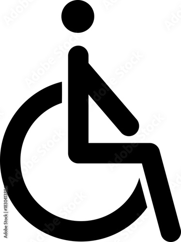Simple wheelchair accessibility icon representing disability support and inclusive facilities. Suitable for public signage, healthcare, transportation, and universal access designs.