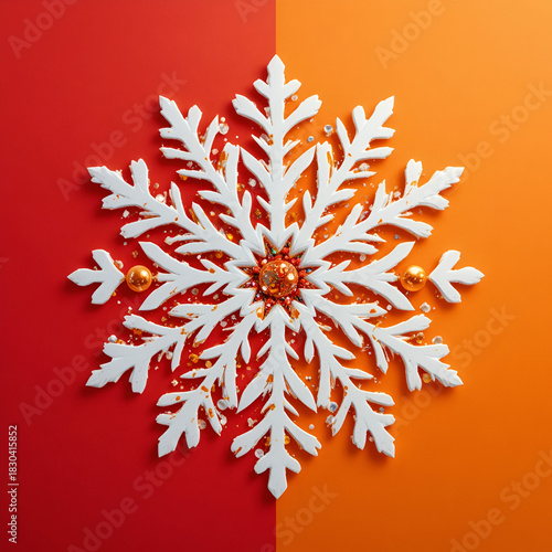 christmas snowflake on red background
