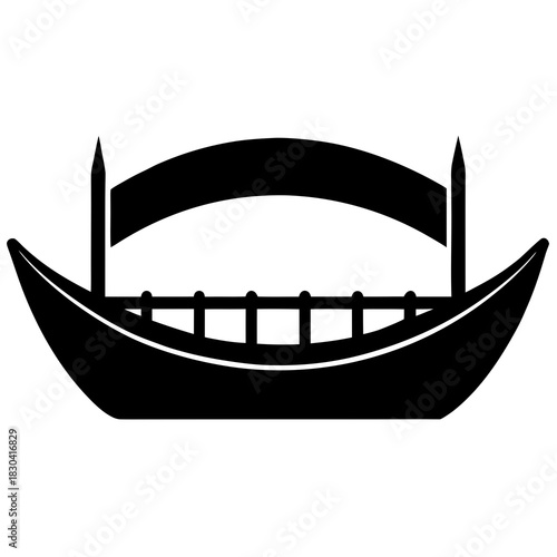 Black silhouette of a traditional dhow boat with a sail