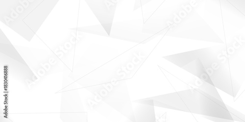 Abstract background with liens and triangles shape on white background. White and grey geometric overlapping rectangle pattern Geometric background soft shadows as patten ..White polygon textured .