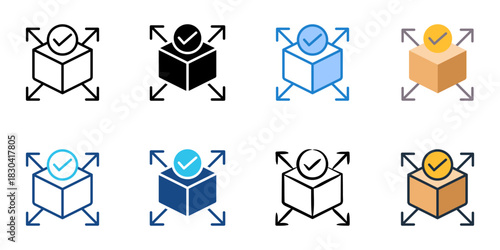 Space optimization icon set multiple style vector collection 
