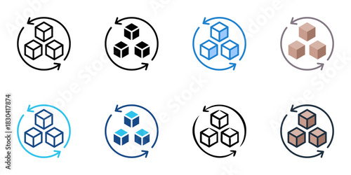 Stock rotation icon set multiple style vector collection 
