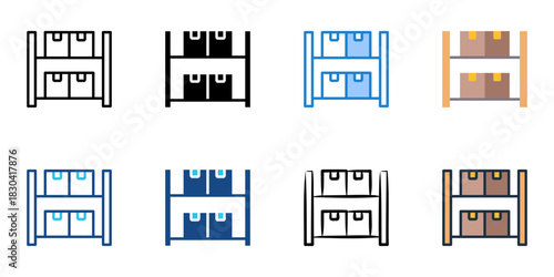Racking system icon set multiple style vector collection 
