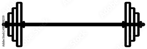 Barbell icon isolated on white background. Gym logo design element. Black barbell for gym, fitness and athletic center