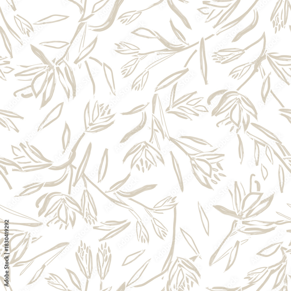 Fototapeta premium Neutral Colour Abstract Floral Seamless Pattern Design