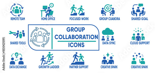 Teamwork icon set featuring assistance, brainstorm, collaboration, cooperation, deal, help, and planning. Perfect for apps, dashboards, business presentations, and UI/UX design