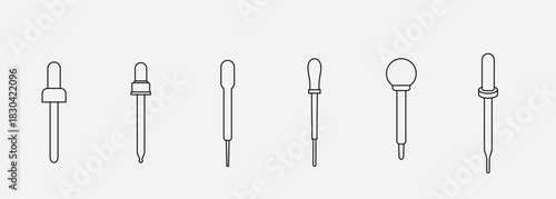 Minimal Line Art Set of Medical and Cosmetic Droppers in Clean Layout