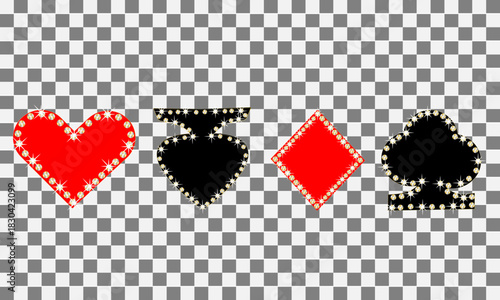 golden sparkle playing card suits set