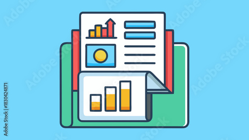 A detailed financial report with stock market data overlay