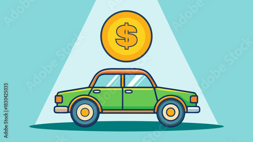 Illustration of a classic car with a dollar sign above it