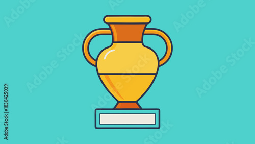 A Gold and Orange Antique Vase Illustration On Teal Background