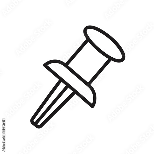 Push Pin Outline Vector Icon. Stationery Vector Line Icon. Simple Thumbtack Line Vector Icon.
