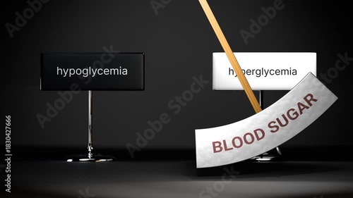 Blood sugar cycles between hypoglycemia and hyperglycemia. Visualizing a repeated pattern of blood sugar that swings between extremities: hypoglycemia and hyperglycemia.