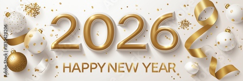 2026 happy new year celebration greeting card. 2026 banner. Happy new year poster