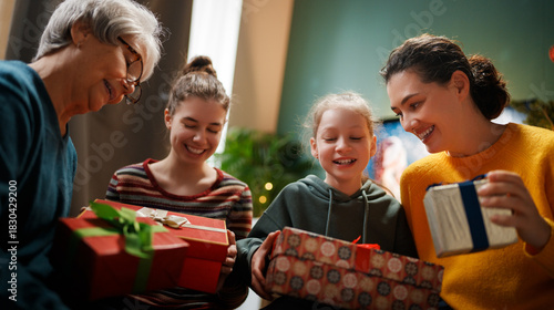 family celebrating Christmas