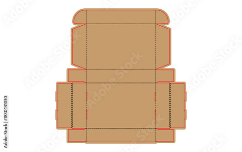 Unfolded cardboard box template for shipping and packaging
