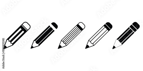 Pencil Writing and Drawing Icons Set - Education, Art & Office Tool