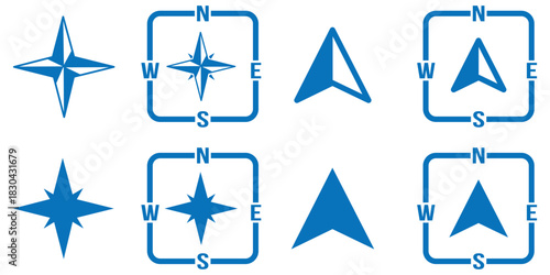 directional compass points N S W E icon set vector. compass vector icon.