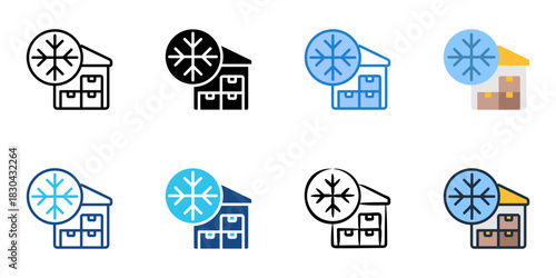 Cold storage icon set multiple style vector collection 
