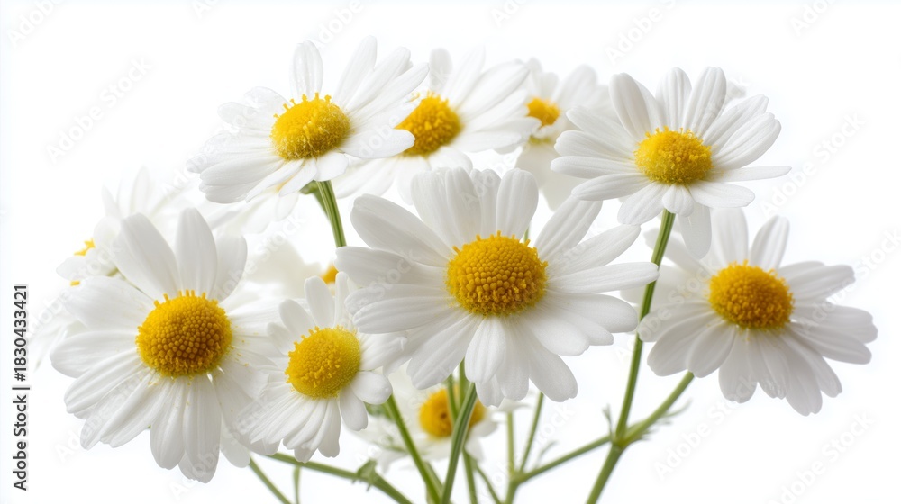 Fototapeta premium Cluster of bright white daisies on a clean background, highlighting their natural beauty