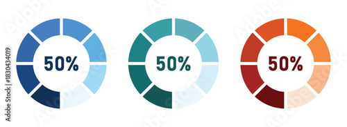 Pie chart full set. pie charts displaying progress from 0% to 100%, perfect for data visualization, infographics, and loading indicators.