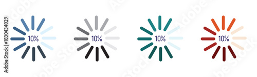 Pie chart full set. pie charts displaying progress from 0% to 100%, perfect for data visualization, infographics, and loading indicators.