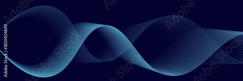 Abstract glowing wave lines on dark blue background. Dynamic wave pattern. Modern flowing wavy lines. Futuristic technology concept. vector Eps 10