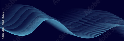 Abstract glowing wave lines on dark blue background. Dynamic wave pattern. Modern flowing wavy lines. Futuristic technology concept. vector Eps 10