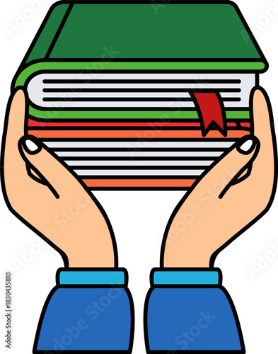 A book is being held by two hands
