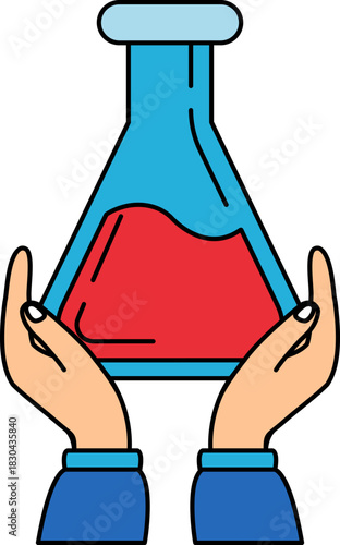 two hands holding a beaker