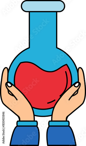 two hands holding a beaker