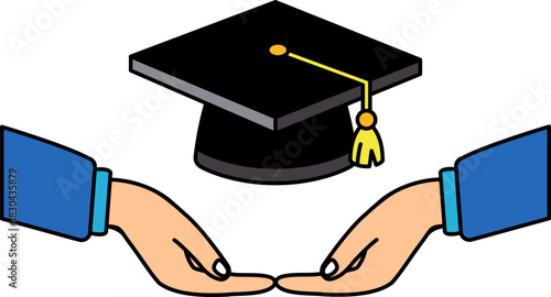 two hands holding an educate cap