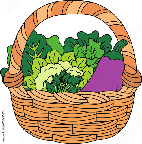 single illustration of a basket of vegetables
