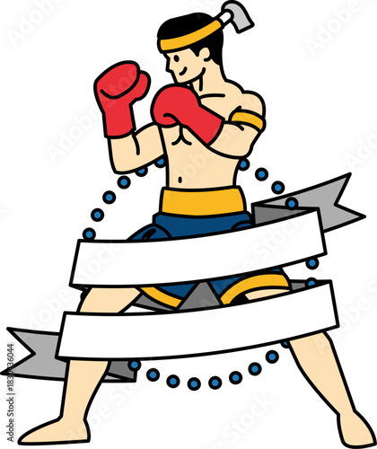 illustration of a male thai boxer