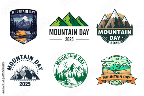 Mountain Day Vector Graphic Design Badges Collection
