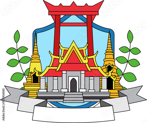 illustration logotype of a thai temple and thai gate