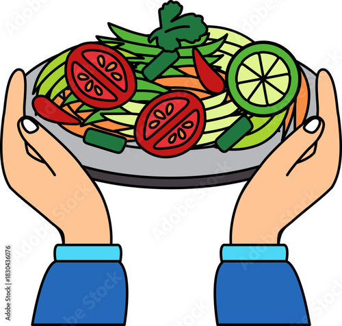 two hand holding a thai papaya salad