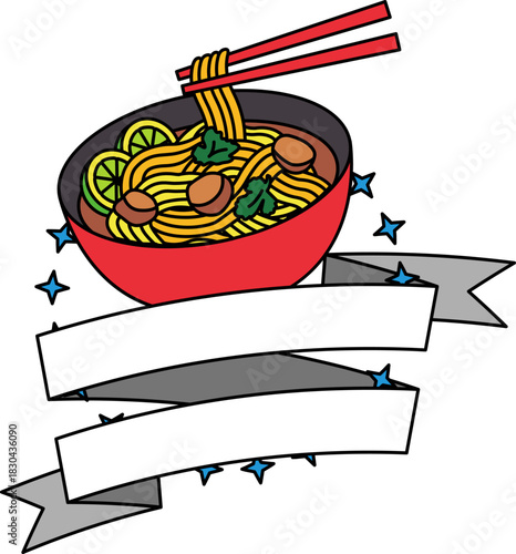 illustration logotype of a noodle