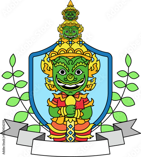 illustration logo of a Thai Royal Grand Palace giant