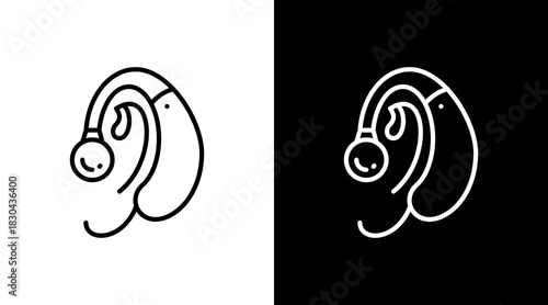 Hearing Aid White Icon Set Design