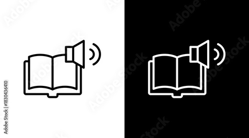 Audiobook White Icon Set Design